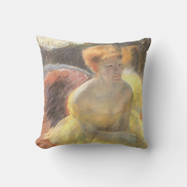 Portrait of Lydia at the Opera by Mary Cassatt Throw Pillow (Front)