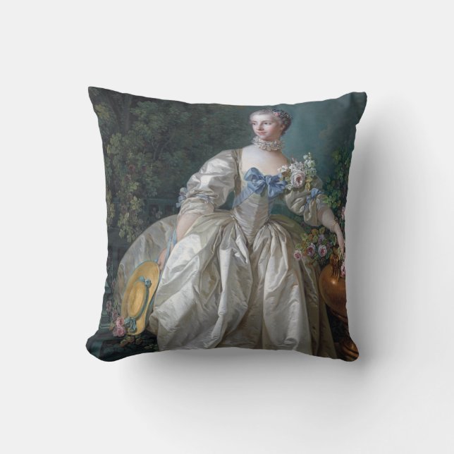 Portrait of Madame Bergeret, Boucher Throw Pillow (Front)