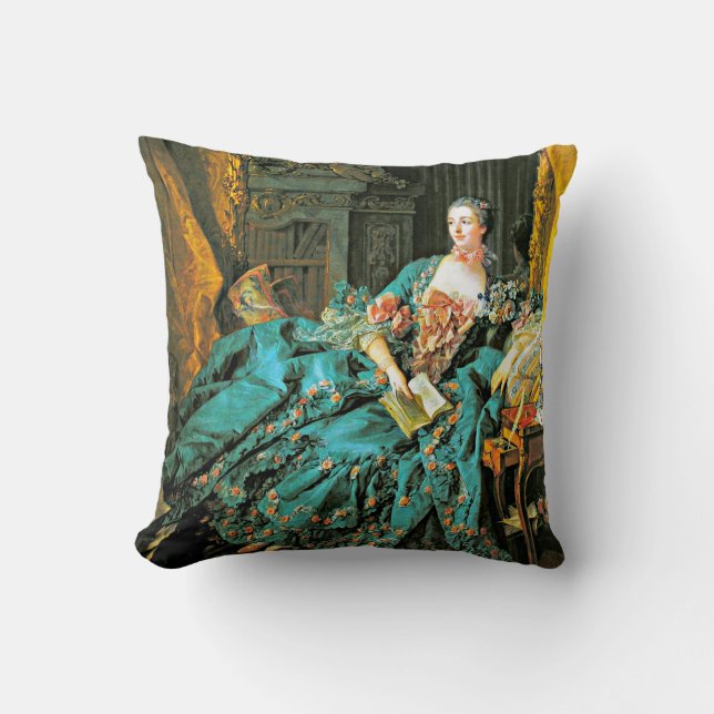 Portrait of Madame de Pompadour Throw Pillow (Front)