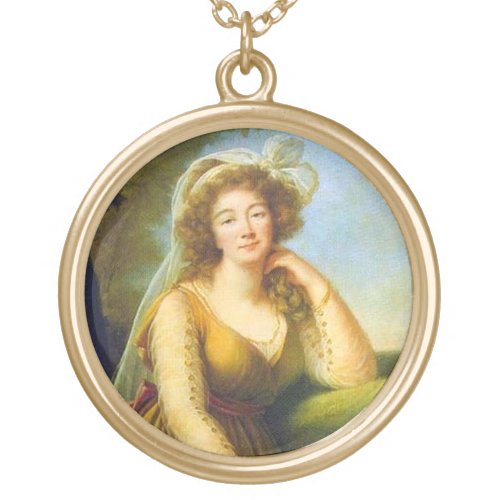 Portrait of Madame Du Barry Gold Plated Necklace