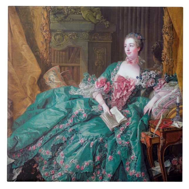 Portrait of Madame Pompadour, Boucher Ceramic Tile (Front)