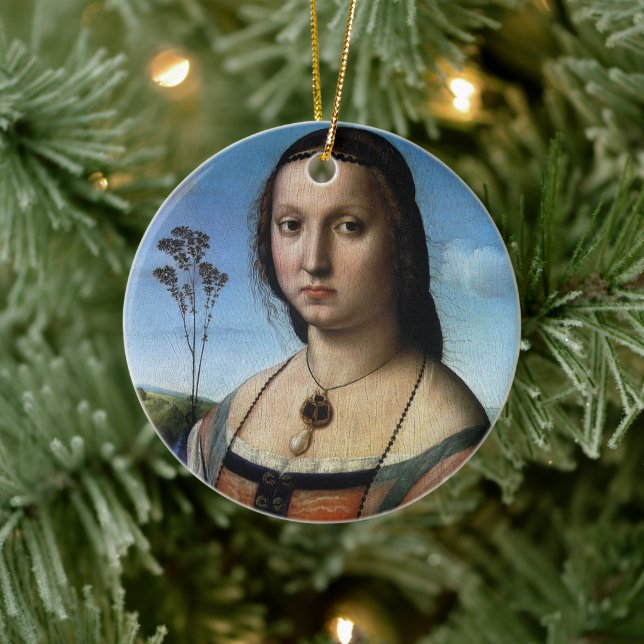 Portrait of Maddalena Doni by Raphael Sanzio Ceramic Ornament (Tree)