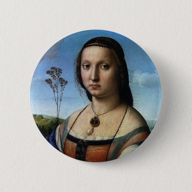 Portrait of Maddalena Doni by Raphael Sanzio Pinback Button (Front)