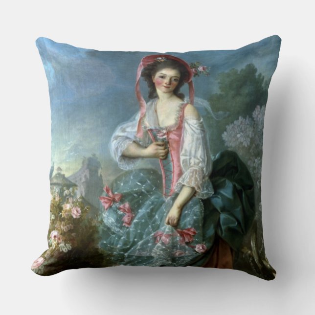 Portrait of Mademoiselle Guimard as Terpsichore, c Throw Pillow (Front)