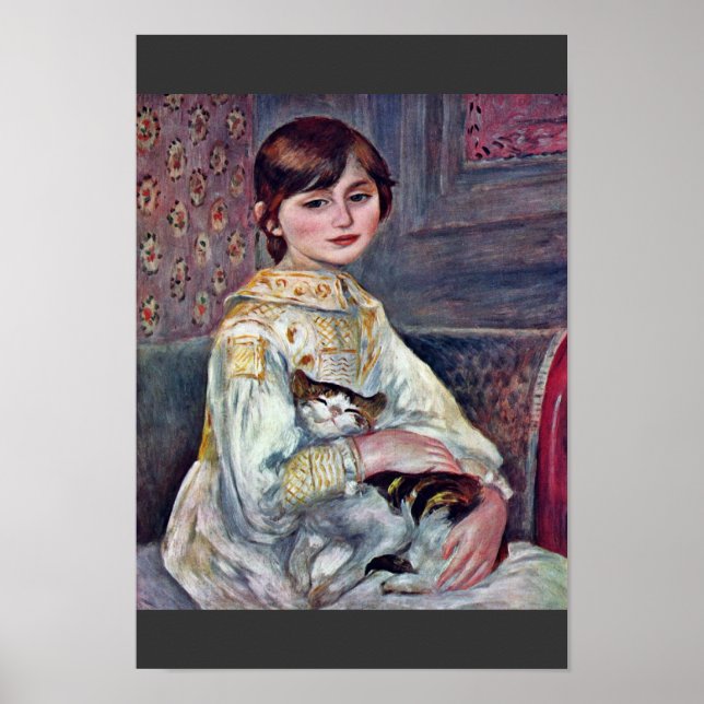Portrait Of Mademoiselle Julie Manet With Cat Poster (Front)