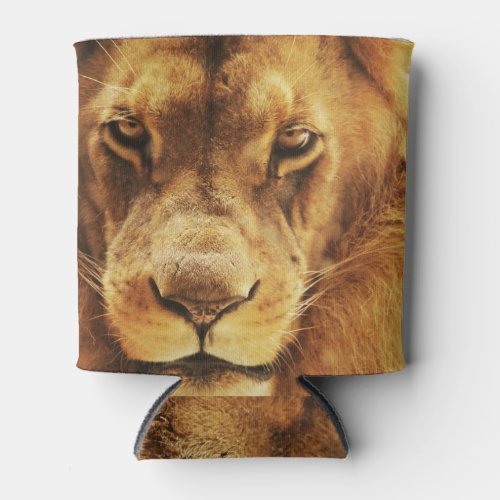 Portrait of male African lion Can Cooler