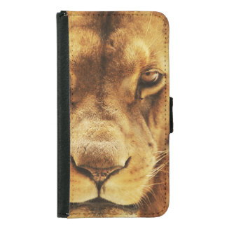 Portrait of male African lion. Samsung Galaxy S5 Wallet Case