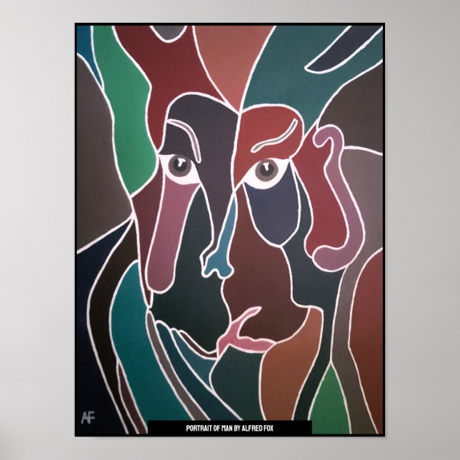 Portrait of Man Painting by Alfred Fox Poster (Front)