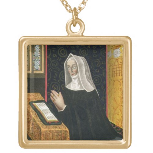 Portrait of Margaret Beaufort Countess of Richmon Gold Plated Necklace