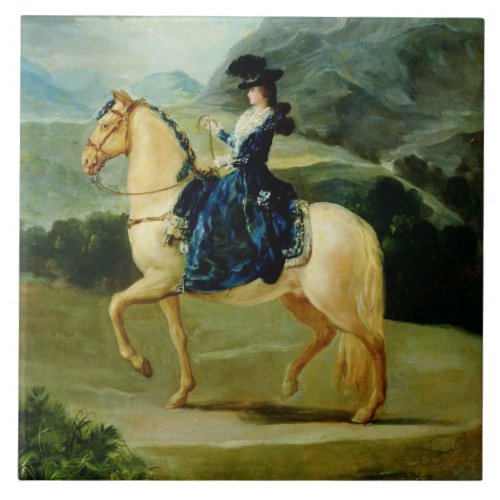 Portrait of Maria Teresa de Vallabriga on horsebac Tile