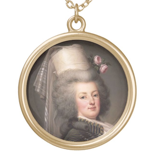 Portrait of Marie Antoinette, Queen of France Gold Plated Necklace (Front)