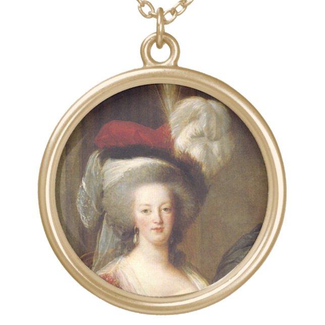 Portrait of Marie Antoinette, Queen of France Gold Plated Necklace (Front)