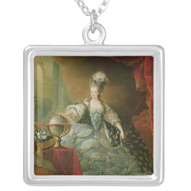 Portrait of Marie Antoinette  Queen of France Silver Plated Necklace (Front)