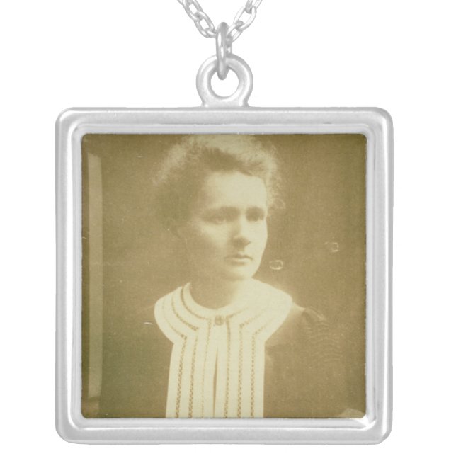 Portrait of Marie Curie Silver Plated Necklace (Front)