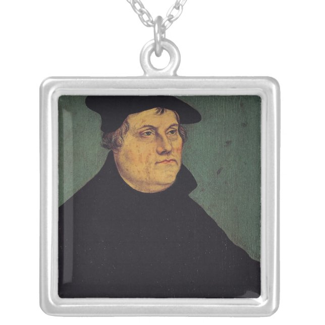 Portrait of Martin Luther  1543 Silver Plated Necklace (Front)