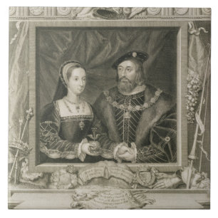 Portrait of Mary (1496-1533) Queen of France, and Ceramic Tile