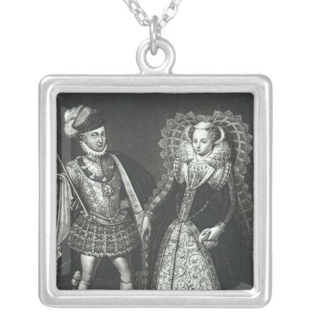 Portrait of Mary Queen of Scots Silver Plated Necklace (Front)