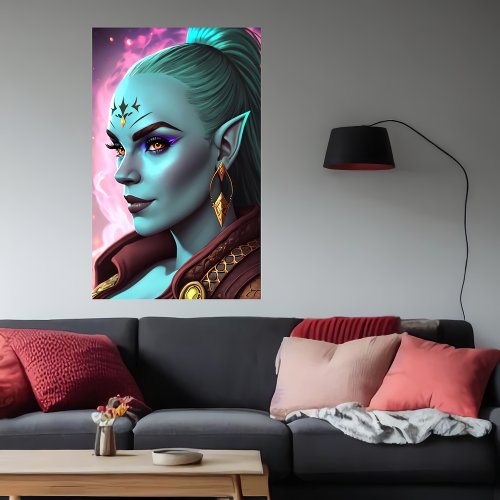 Portrait of merfolk orc hybrid women  AI Art Poster