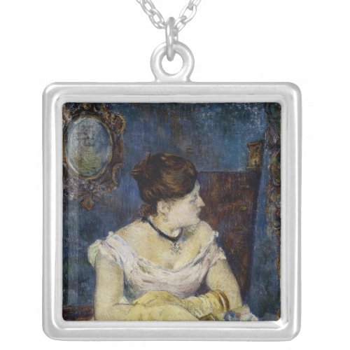 Portrait of Mette Gauguin the Artists Wife Silver Plated Necklace