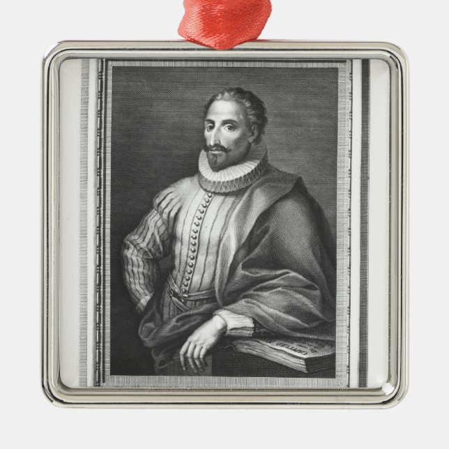 Portrait of Miguel de Cervantes Saavedra Metal Ornament (Front)