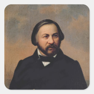 Portrait of Mikhail Ivanovich Glinka , 1850s Square Sticker