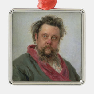 Portrait of Modest Petrovich Moussorgsky 1881 Metal Ornament