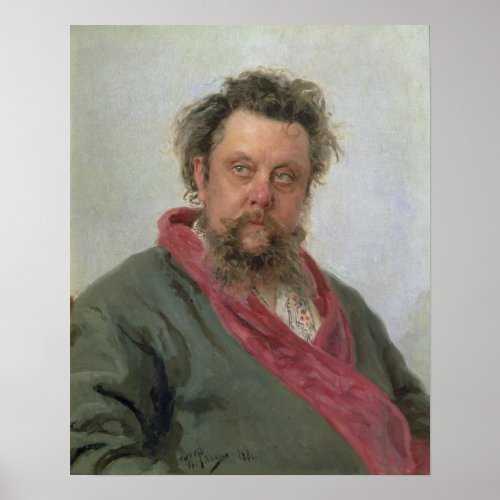 Portrait of Modest Petrovich Moussorgsky  1881 Poster