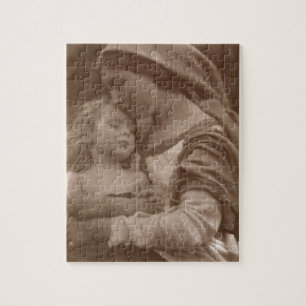 Portrait of mother and child (sepia photo) jigsaw puzzle