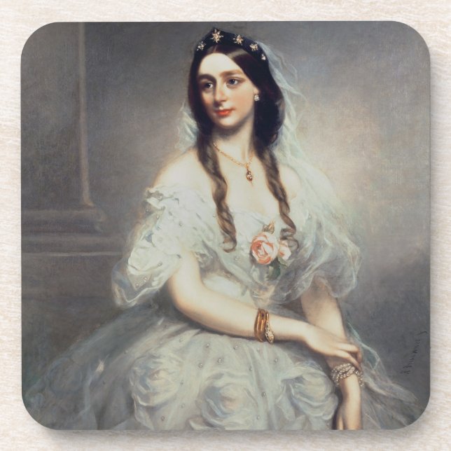 Portrait of Mrs C.W.Stoughton (d.1907), Three-quar Beverage Coaster (Front)