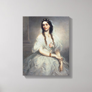 Portrait of Mrs C.W.Stoughton (d.1907), Three-quar Canvas Print