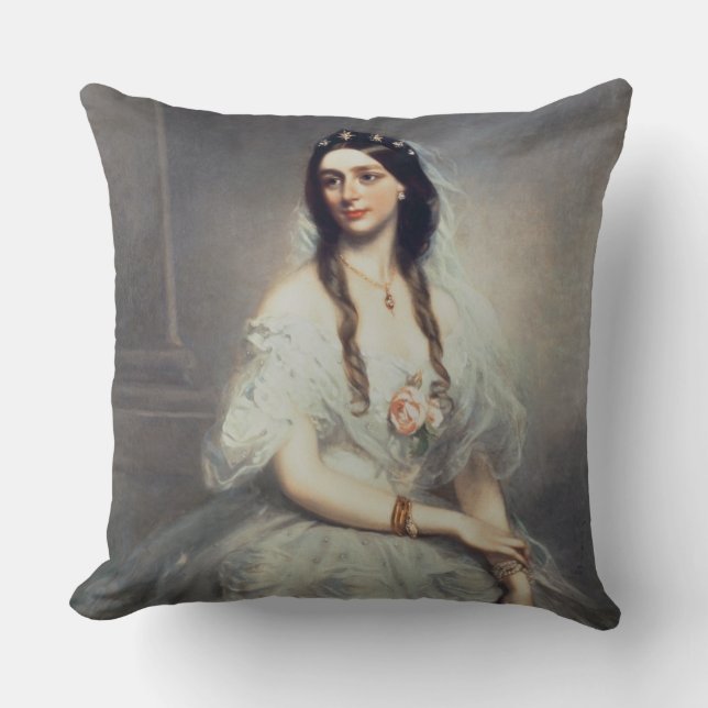 Portrait of Mrs C.W.Stoughton (d.1907), Three-quar Throw Pillow (Front)