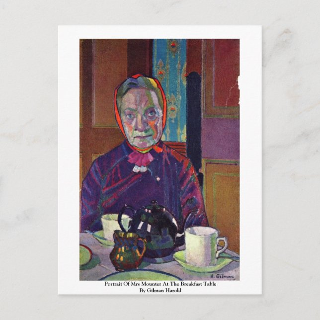 Portrait Of Mrs Mounter At The Breakfast Table Postcard (Front)