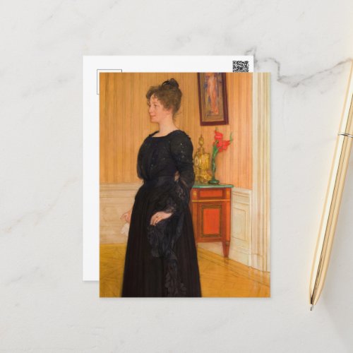Portrait of Mrs Signe Thiel by Carl Larsson Postcard