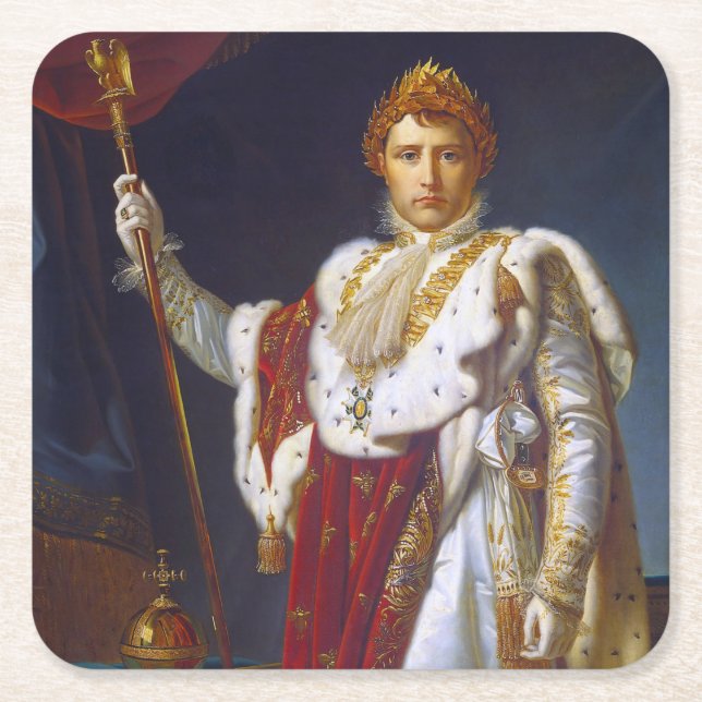 Portrait of Napoleon Bonaparte, Francois Gérard Square Paper Coaster (Front)