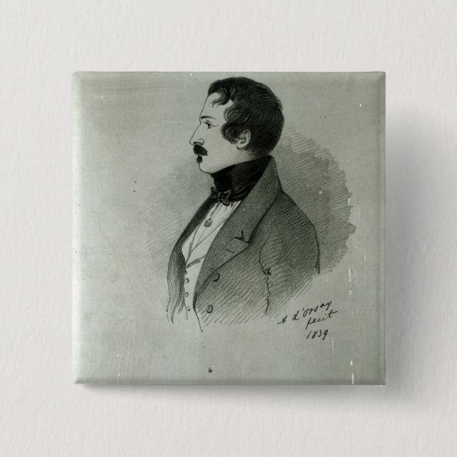 Portrait of Napoleon III  as a young man, 1839 Pinback Button (Front)
