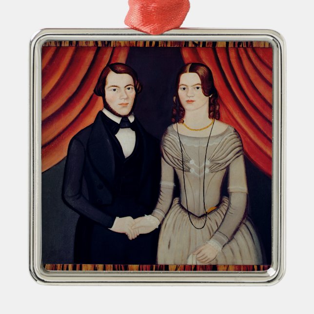 Portrait of Newly-weds Metal Ornament (Front)