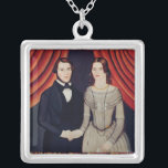 Portrait of Newly-weds Silver Plated Necklace<br><div class="desc">American School's Portrait of Newly-weds located at the American Museum,  Bath,  Avon,  UK. The Portrait of Newly-weds was created around the 19th century.</div>