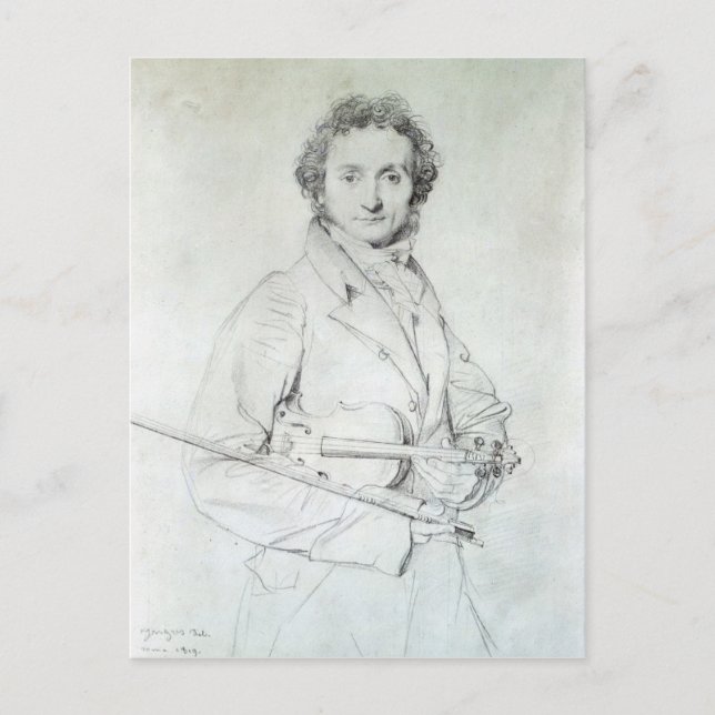 Portrait of Niccolo Paganini  1819 Postcard (Front)