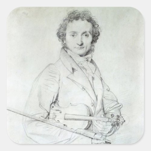 Portrait of Niccolo Paganini  1819 Square Sticker