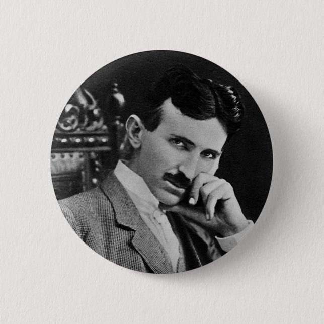 Portrait of Nikola Tesla Button (Front)