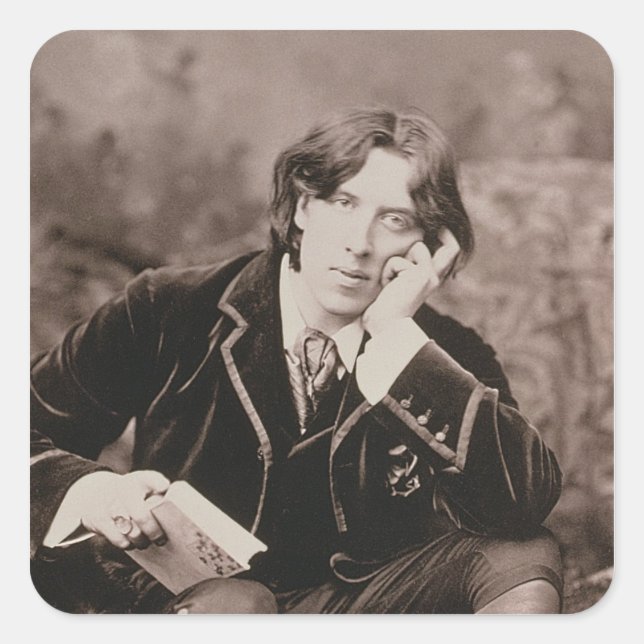 Portrait of Oscar Wilde (1854-1900), 1882 (b/w pho Square Sticker (Front)