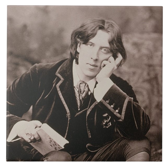 Portrait of Oscar Wilde (1854-1900), 1882 (b/w pho Tile (Front)