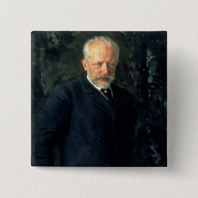 Portrait of Piotr Ilyich Tchaikovsky Button (Front)