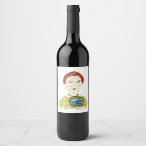 Portrait of Poet Emily Dickinson Wine Label
