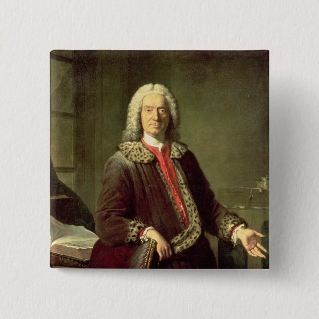 Portrait of Prosper Jolyot de Crebillon , 1746 Pinback Button (Front)