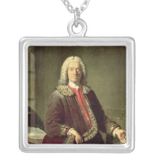 Portrait of Prosper Jolyot de Crebillon , 1746 Silver Plated Necklace