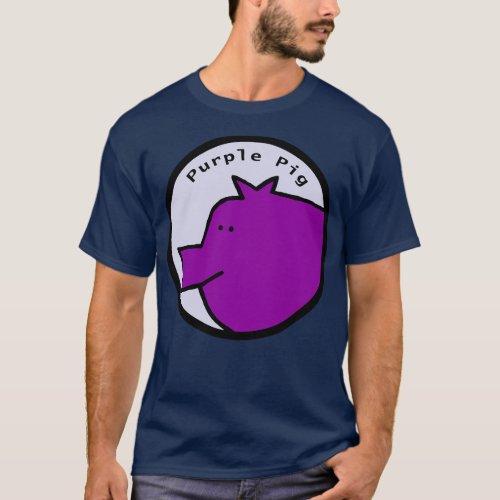 Portrait of Purple Pig in a Circle T_Shirt