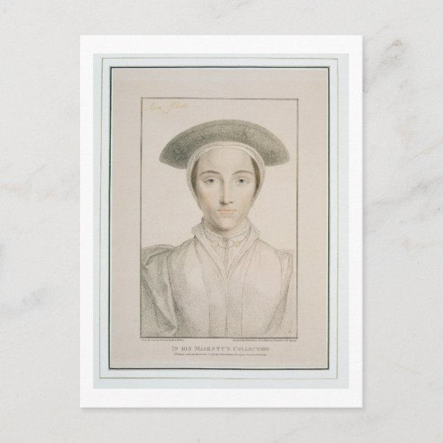Portrait of Queen Anne of Cleves (1515-57) engrave Postcard (Front)