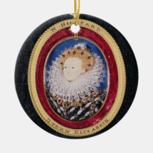 Portrait of Queen Elizabeth I (w/c on vellum) Ceramic Ornament