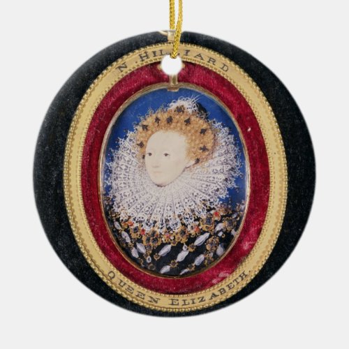 Portrait of Queen Elizabeth I wc on vellum Ceramic Ornament
